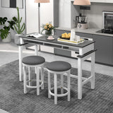 Small Dining Table Set for 2 - Bar Table and 2 Bar Stools, Sofa Table with Outlets