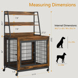 Large Dog Crate Furniture with Storage Shelves - 38" Wooden Pet Kennel End Table