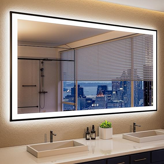 60x36 LED Bathroom Mirror - Front & Backlit Vanity Mirror with Anti-Fog