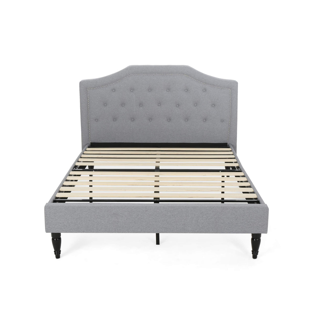 Renee Contemporary Low Profile Fully Upholstered Fabric Platform Bed Frame