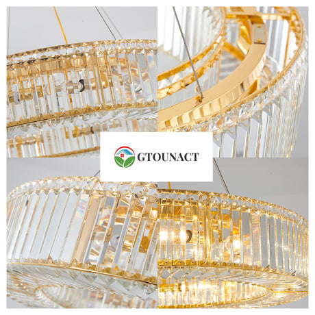 Modern Round Crystal Chandelier Light Fixture,12-Light Luxury Gold