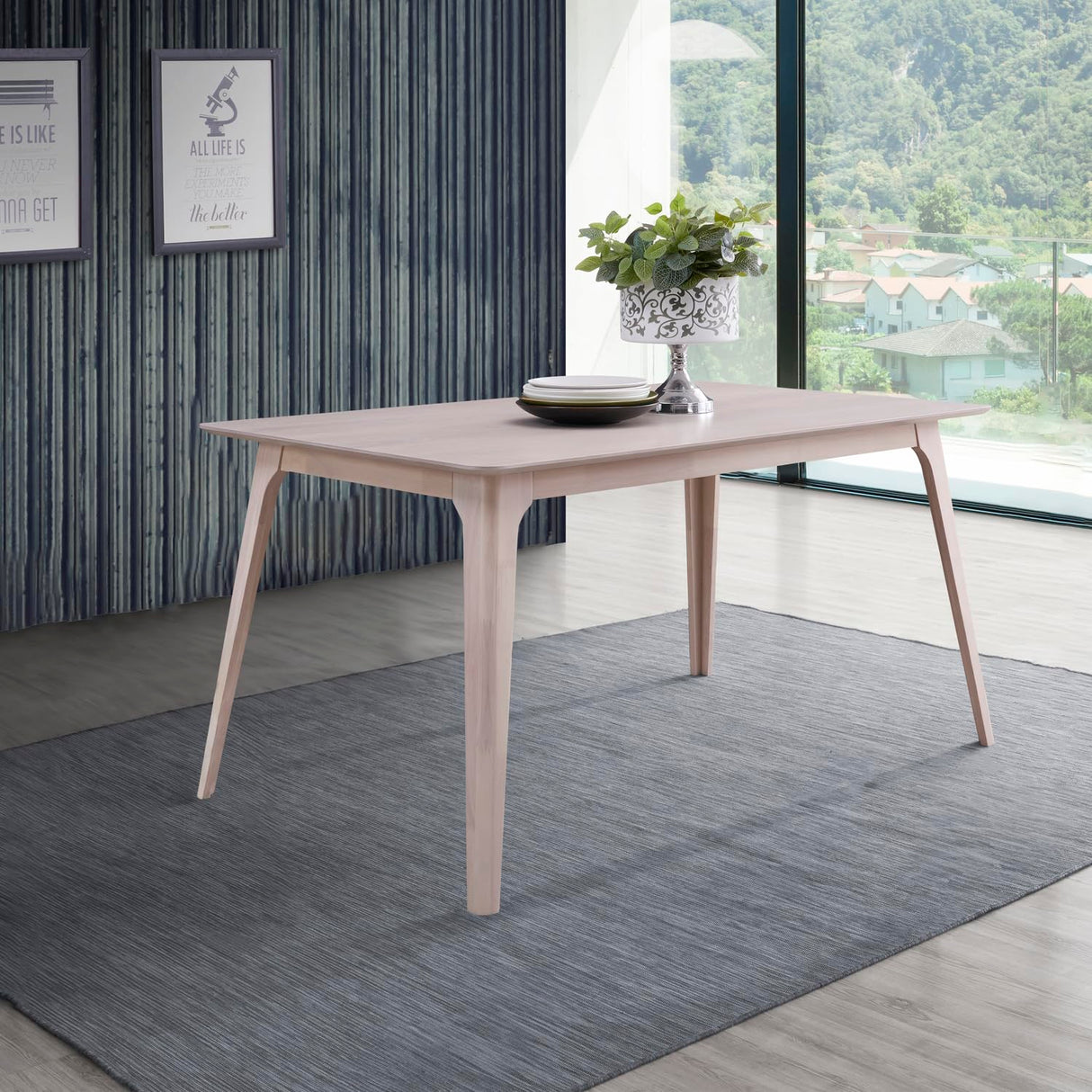 Oscar 60" Rectangle Wood Dining Table, White Ash