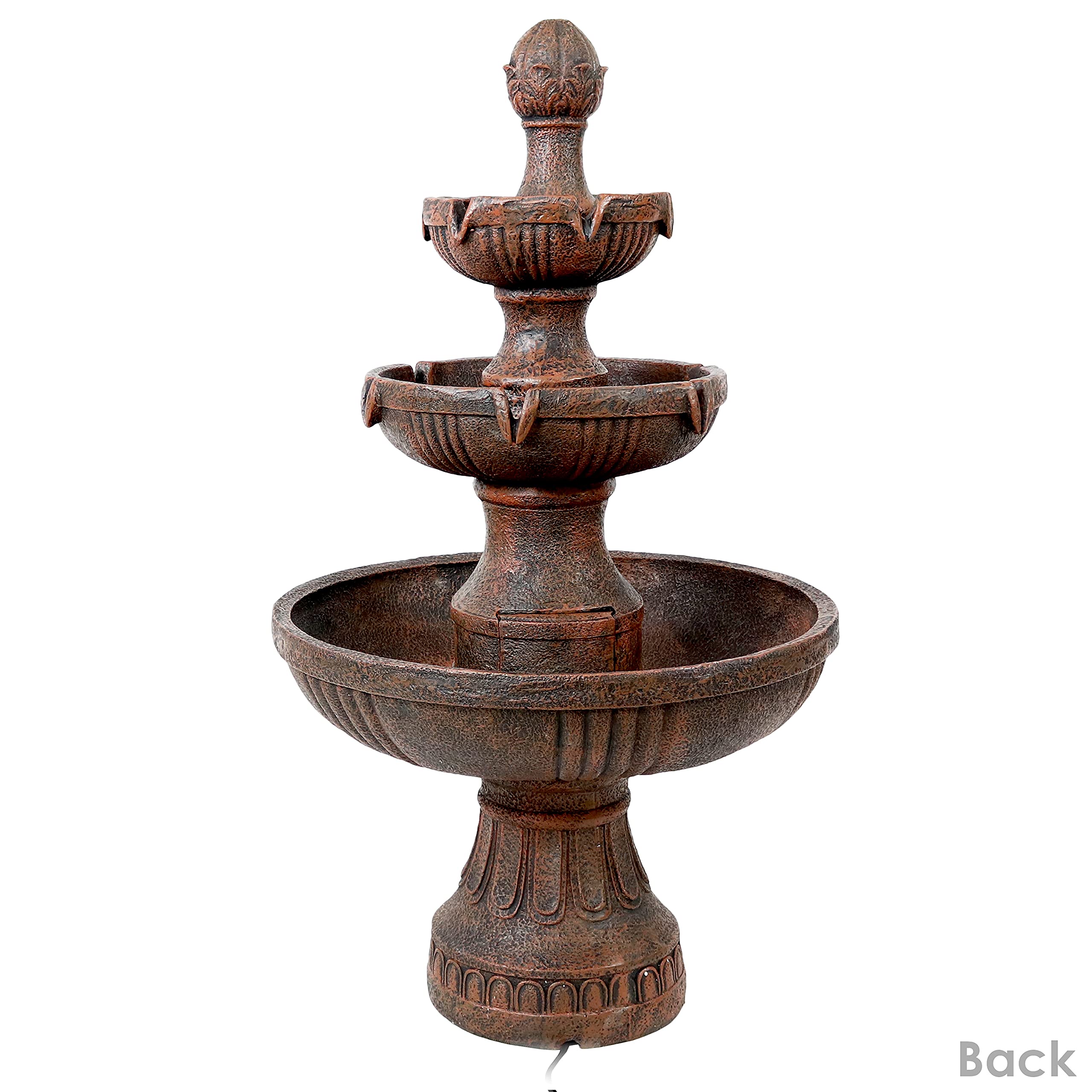 Flower Blossom 43-Inch Electric Water Fountain - Outdoor Water Feature - 3-Tier Fountain - Earth Finish