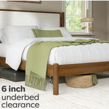 Queen Size Solid Wood Bed Frame with Upholstered Boucle Headboard