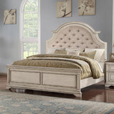Anastasia Solid Wood Queen Bed - Antique White Finish