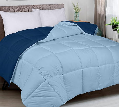 Comforter - Duvet Insert - All Season Soft Quilted Comforters with 8 Corner Tabs Full Size - Down Alternative Bedding Comforter - Box Stitched Duvet Insert (Navy, Full 82"x86")