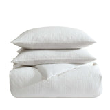 Grid Pattern Comforter Set with Matching Shams - Bark Texture White Queen