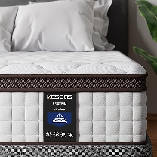 Queen Size Mattress, 10 Inch Hybrid Mattress with Memory Foam & Heavier Coils