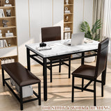 Dining Table Set for 4 with Bench and Chairs,Faux Mable Small Kitchen Table