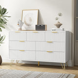 LYNSOM Black Dresser with 6 Drawer Dresser, Fluted Wood Dresser with Gold Handle, Modern Closet Dressers Chest of Drawers for Living Room, Hallway and Office