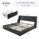 Premium King Size Bed Frame: Wingback Headboard