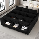 Belffin Modular Sectional Sofa Sleeper Couch with Storage Velvet Sectional Sofa Bed, 8 Seats, Beige