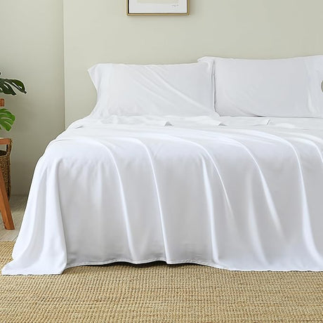 100% Viscose Derived from Bamboo Sheets Queen Size, Cooling 16" Deep Pocket Sheets for Queen Size Bed Sheets