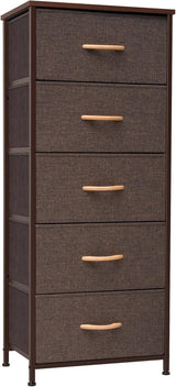 Vertical Dresser Storage Tower - Sturdy Steel Frame, Wood Top, Easy Pull Fabric