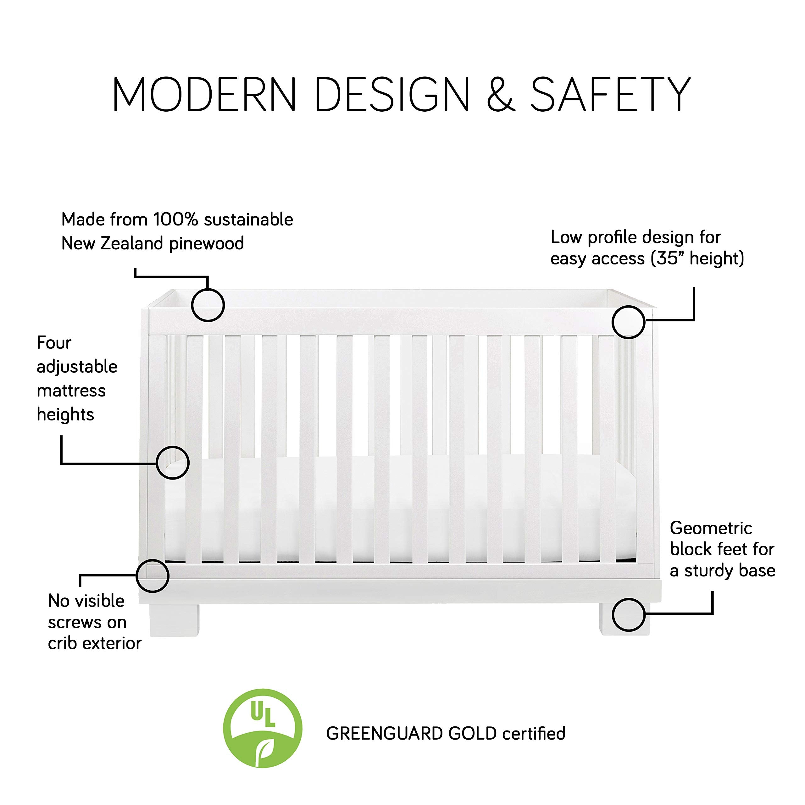 3-in-1 Convertible Crib with Toddler Bed Conversion Kit in White