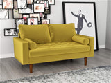 Womble Modern Velvet Upholstered Living Room Diamond Tufted Chesterfield with Gleaming Nailheads