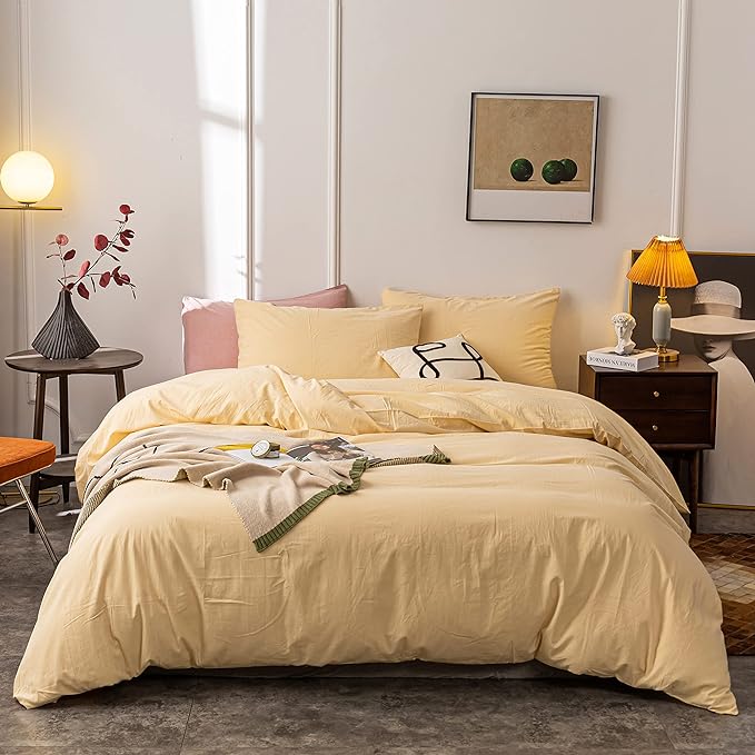 Cotton Duvet Cover King Ultra Soft 100% Cotton Solid Color Coffee Duvet Cover Set with