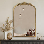 30" x 19" Vintage Arched Baroque Mirror - Gold Antique Wall Decor