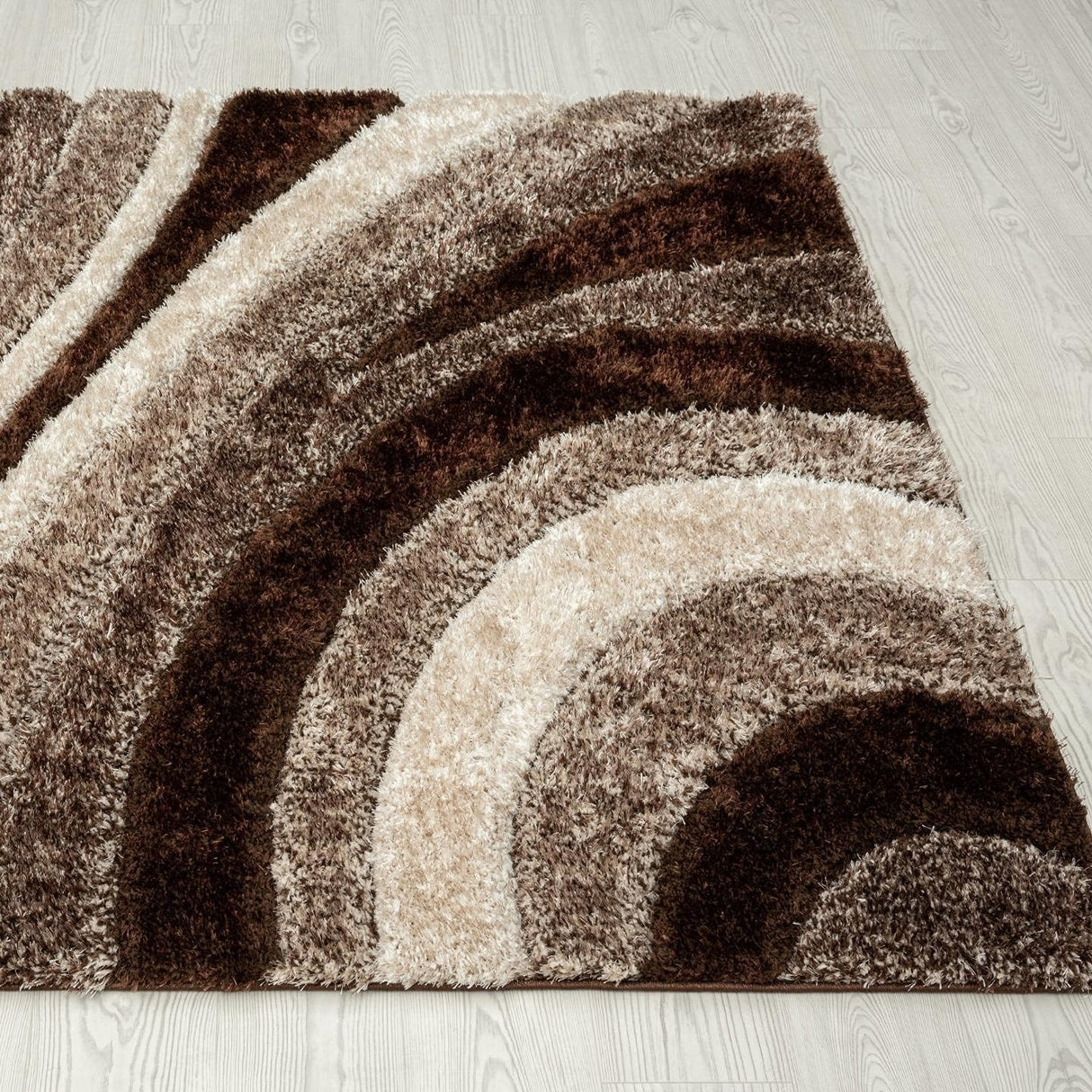 Lantanas Collection 7070 Brown 5x7 Modern Shag Geometric Area Rug