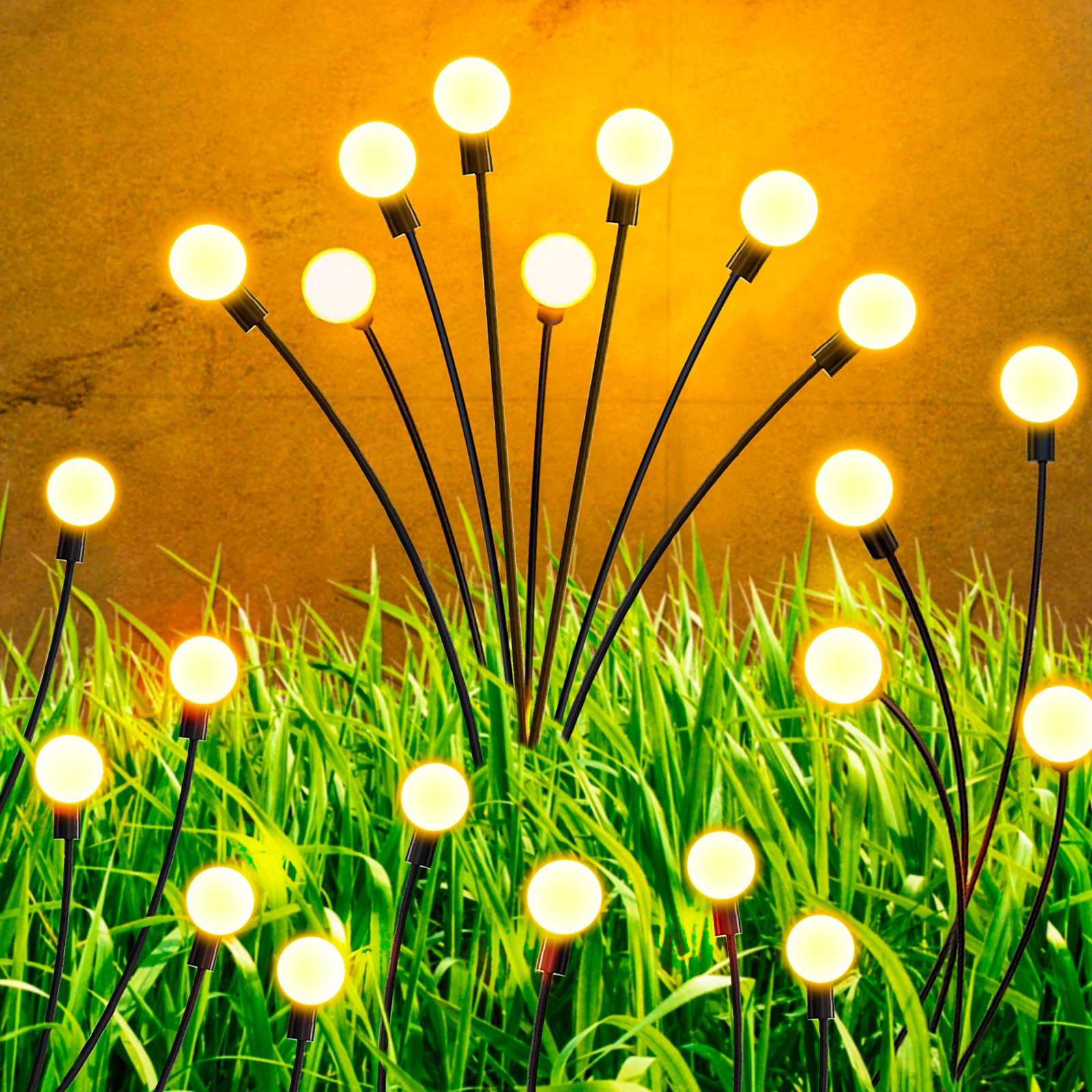 6 Pack Firefly Lights Solar Outdoor, Swaying Solar Garden Lights
