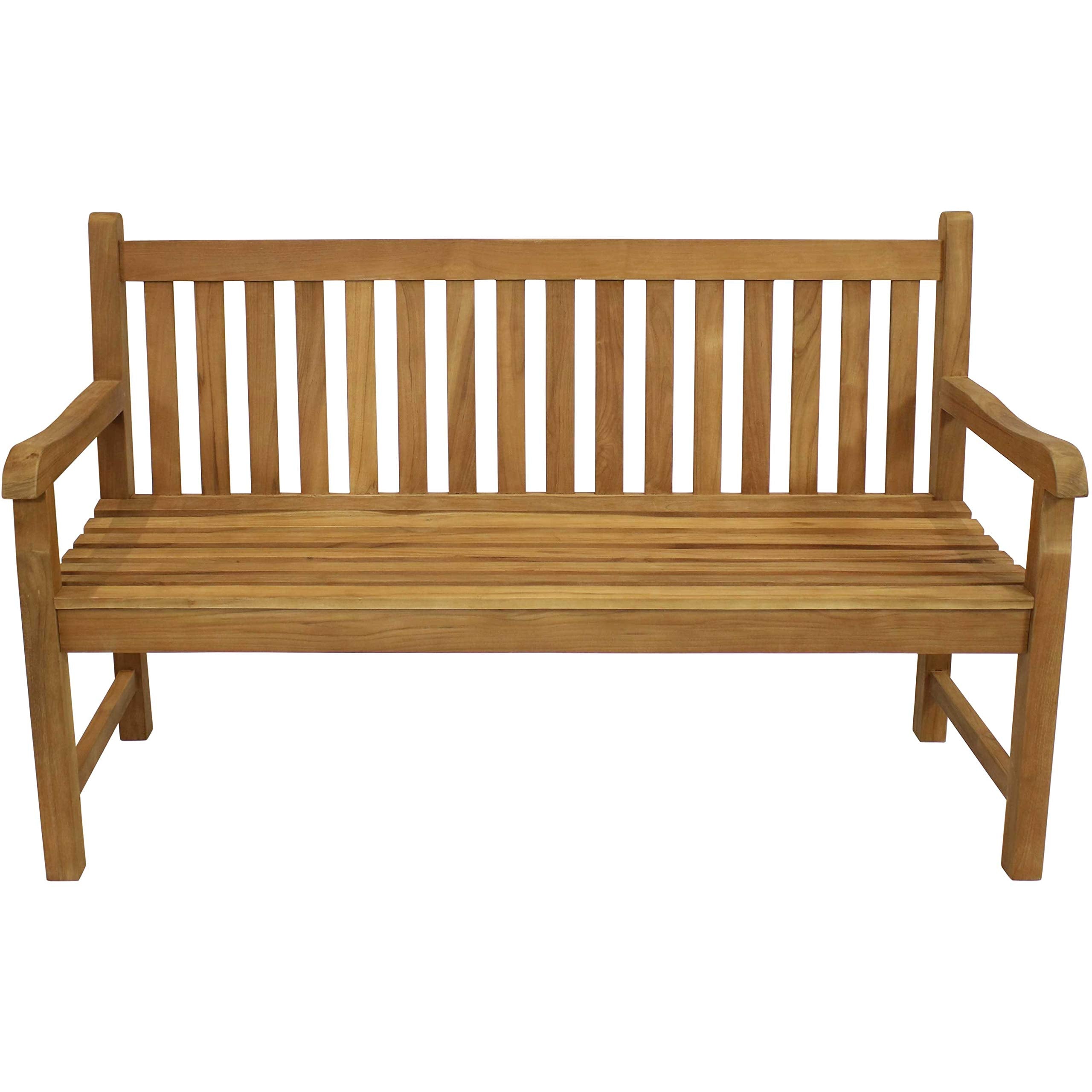 2-Person Outdoor Bench with Backrest - Wooden Garden Bench