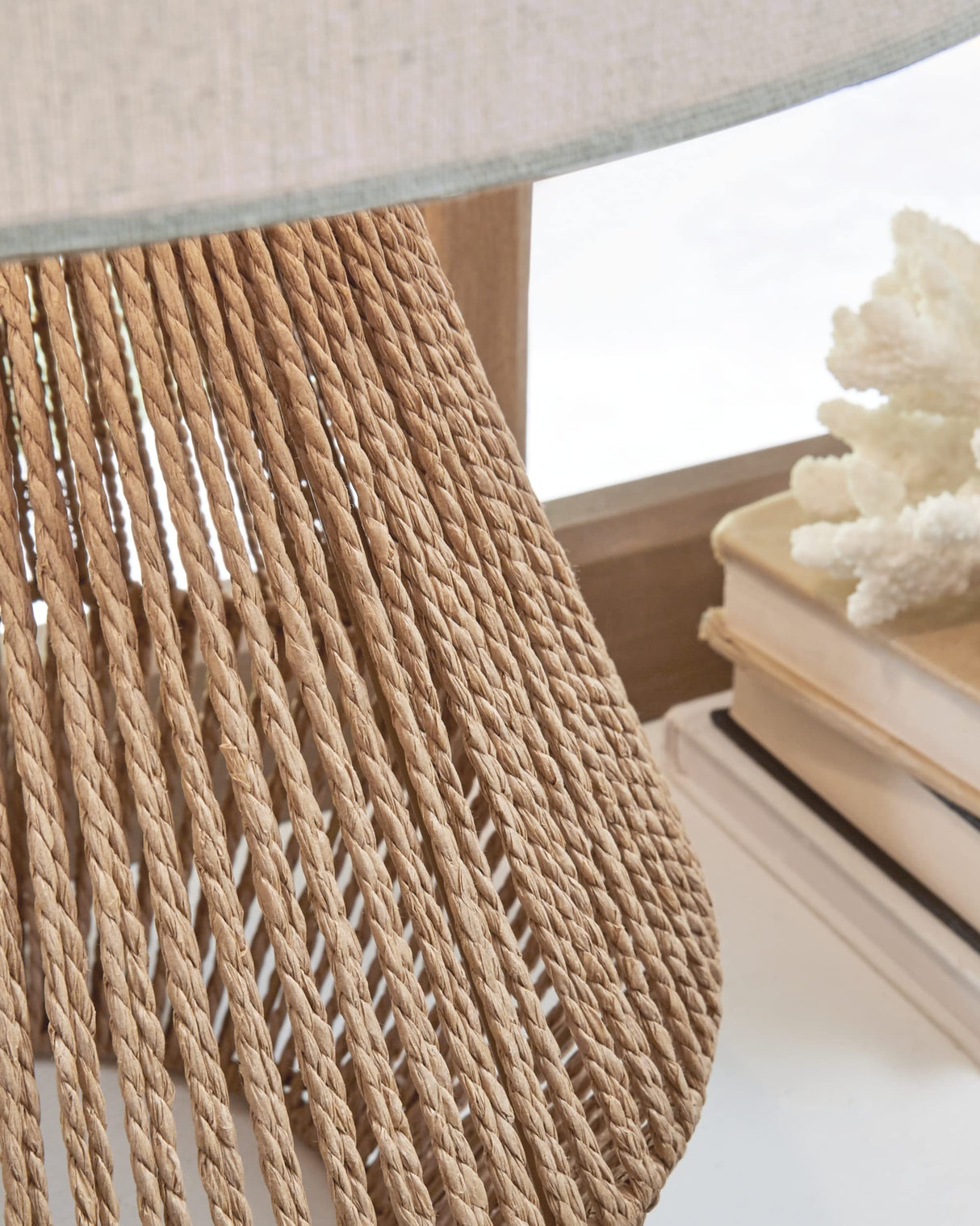 Signature Design by Ashley Clayman Bohemian 23.5" Paper Rope and Wood Table Lamp, Light Brown