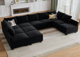 Modular Sectional Sleeper Sofa Couch with Ottoman Velvet Modular Sofa