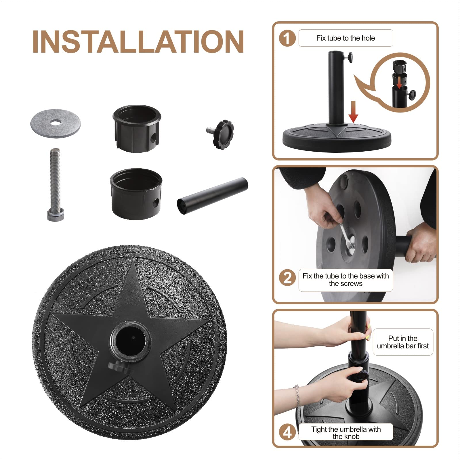 Patio Umbrella Base – Elegant Weighted Umbrella Stand Outdoor Base