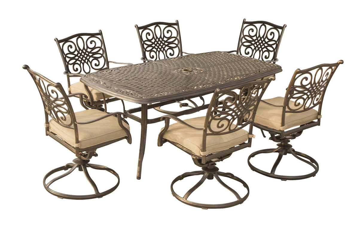 Traditions 7-Piece Patio Dining Set with 6 Swivel Rocker Chairs