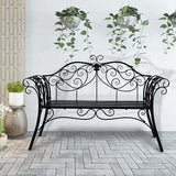 52" Outdoor Garden Bench Patio Bench for Outdoors Front Porch Furniture Iron Patio