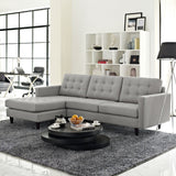 Empress Mid-Century Modern Upholstered Fabric Left-Arm Facing Sectional Sofa in Light Gray