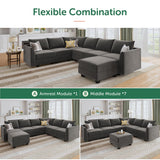 Sectional Sofa Velvet U Shaped Couch with Storage Oversized Modular Sectional Sofa