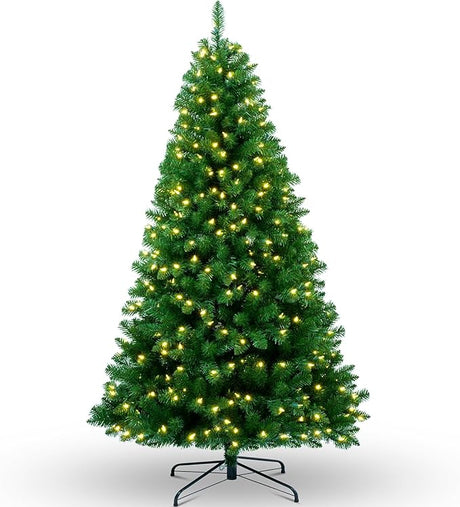 6.5ft Pre-Lit Christmas Tree, Realistic Spruce Holiday Decorative Tree