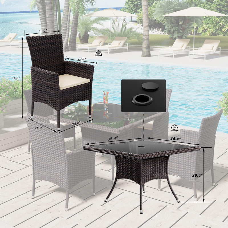 Dining Sets for 8 with Rattan Dining Set Chairs x8 and Square Table Glass