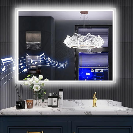 36''x28'' LED Bathroom Mirror with Lights, Bathroom Vanity Wall Mirror with Buletooth