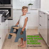 Wooden Step Stools for Kids - Sturdy, Non-Slip, Non-Tip Toddler Step Stool for Bathroom