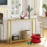 39.4" Gold Console Table, Tempered Glass Sofa Table, Modern Entryway Table