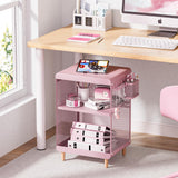 Bedside Nightstand Table, Girls Metal Side Table, Kid End Table with Storage for Living