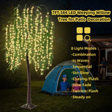 7FT Lighted Willow Tree,384 LED Light Up Weeping Willow Tree with 8 Modes & Timer,