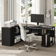 71 inch Executive Desk, L Shaped Desk with Cabinet Storage, Executive Office
