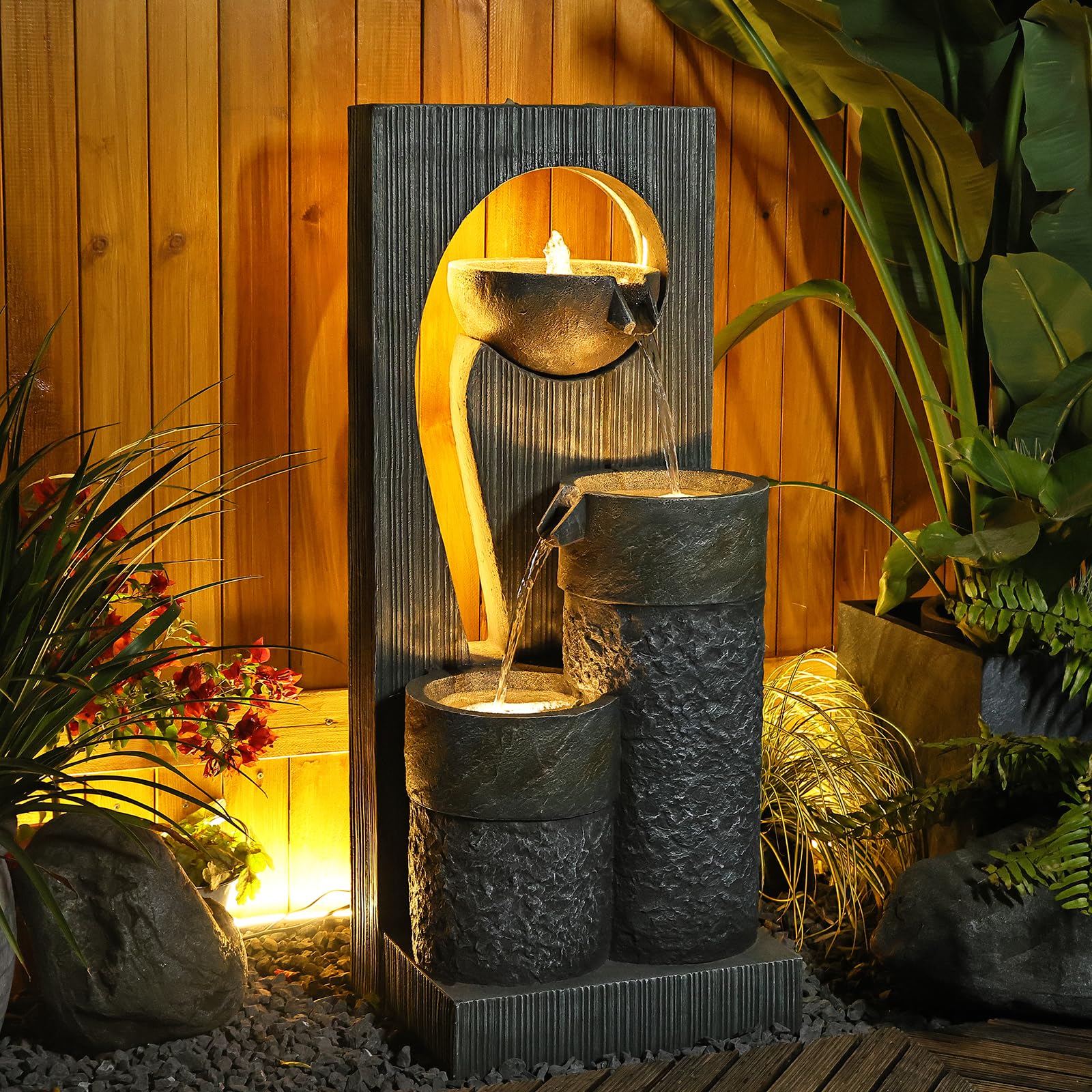 Outdoor Water Fountain Garden Waterfall - Large Indoor Fountains Modern Freestanding