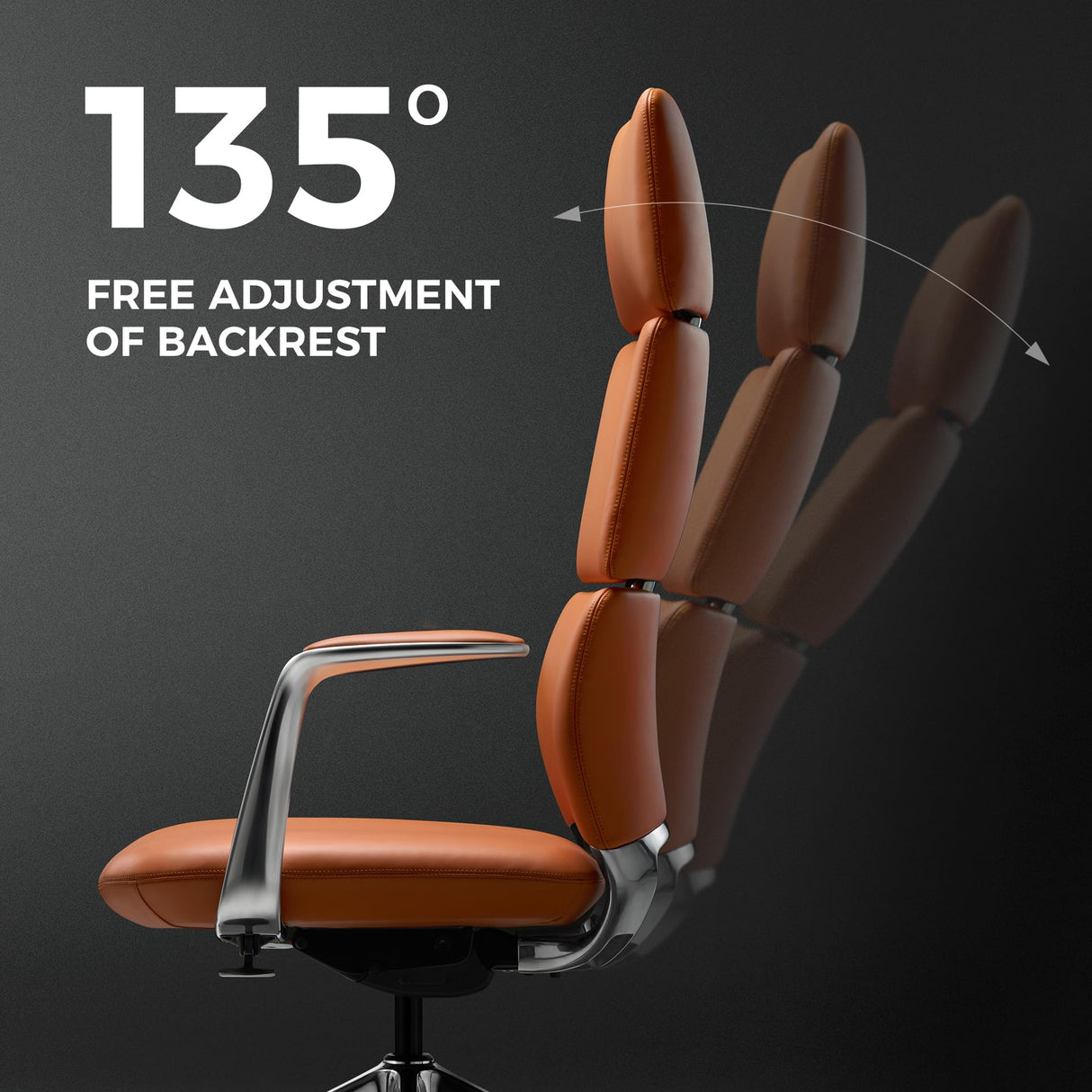 Executive Leather Office Chair - High Back Ergonomic Swivel Chair with Headrest
