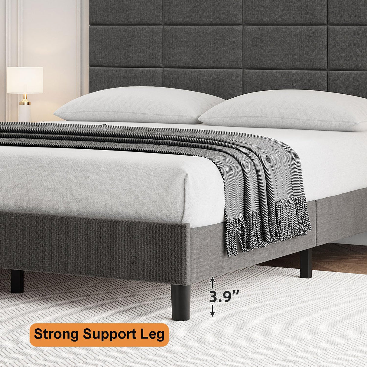 Queen Size Bed Frame with Upholstered Headboard Queen Bed Frame Platform,