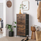 Dresser for Bedroom, Fabric Dresser with 4 Drawers, Wooden Top and Front, Metal Frame,