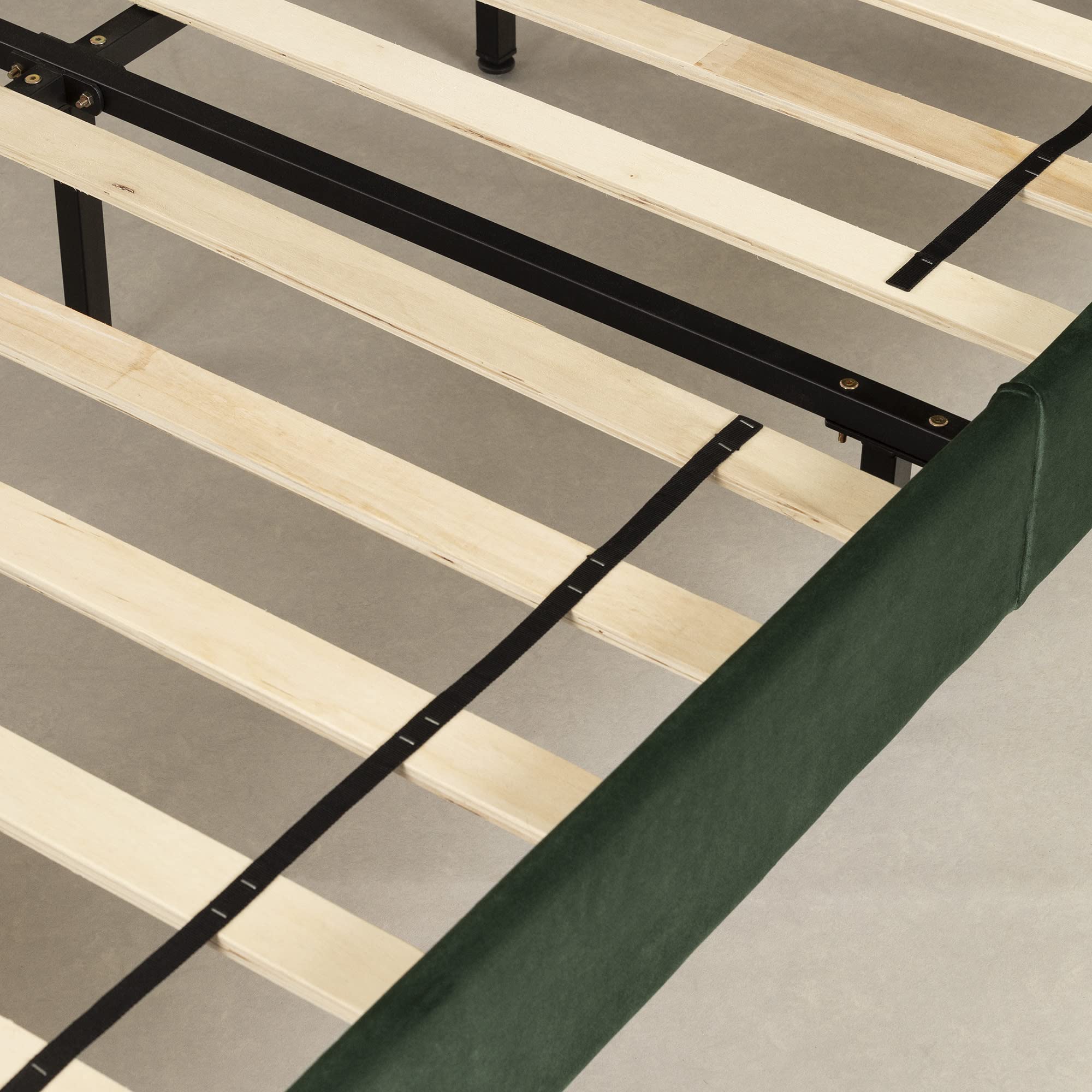 Maliza Upholstered Complete Platform Bed, Queen, Green