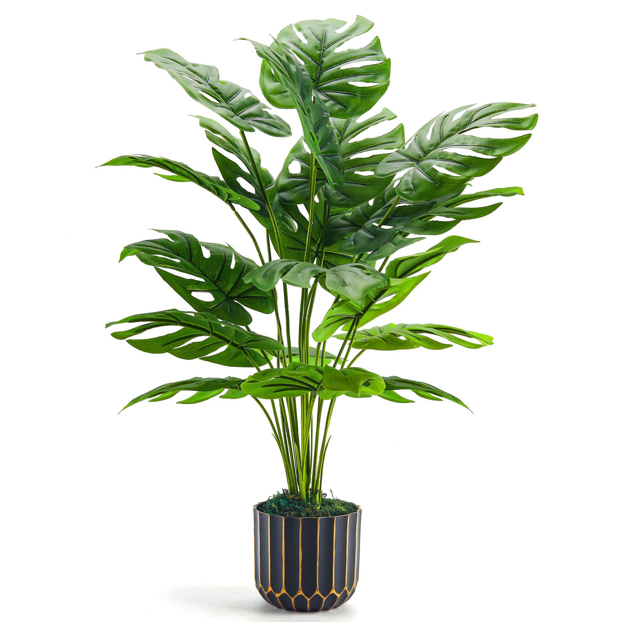 Rose Fake Plants Tall 28'' Artificial Monstera Faux Plants Indoor for Living Room