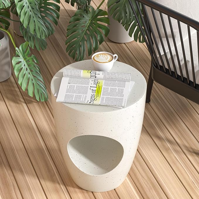 Outdoor Side Table, Concrete end Table/Outdoor Accent Patio Table