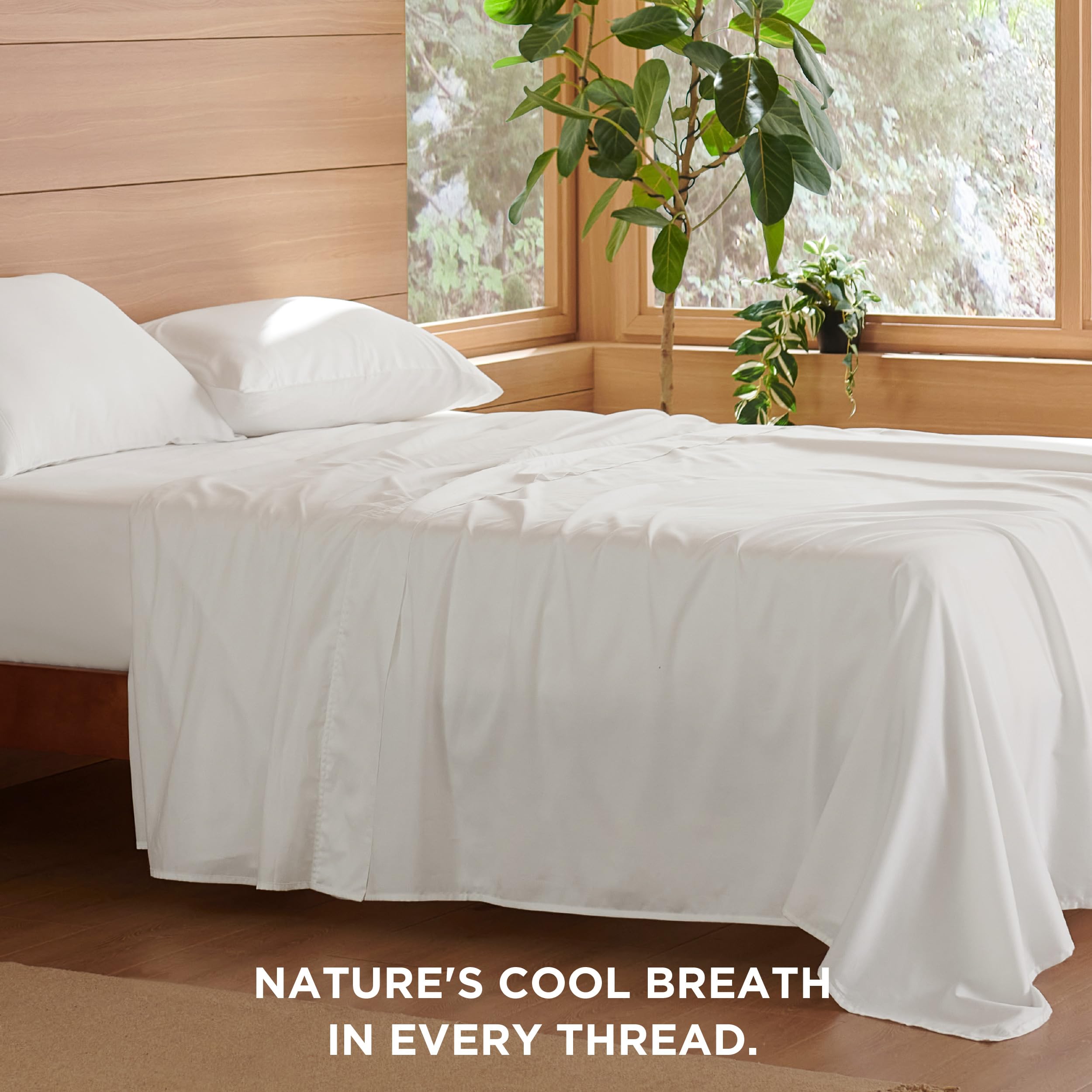 Lyocell Cotton Sheet Set - Cooling Bed Sheets Queen, Silky Soft and Breathable