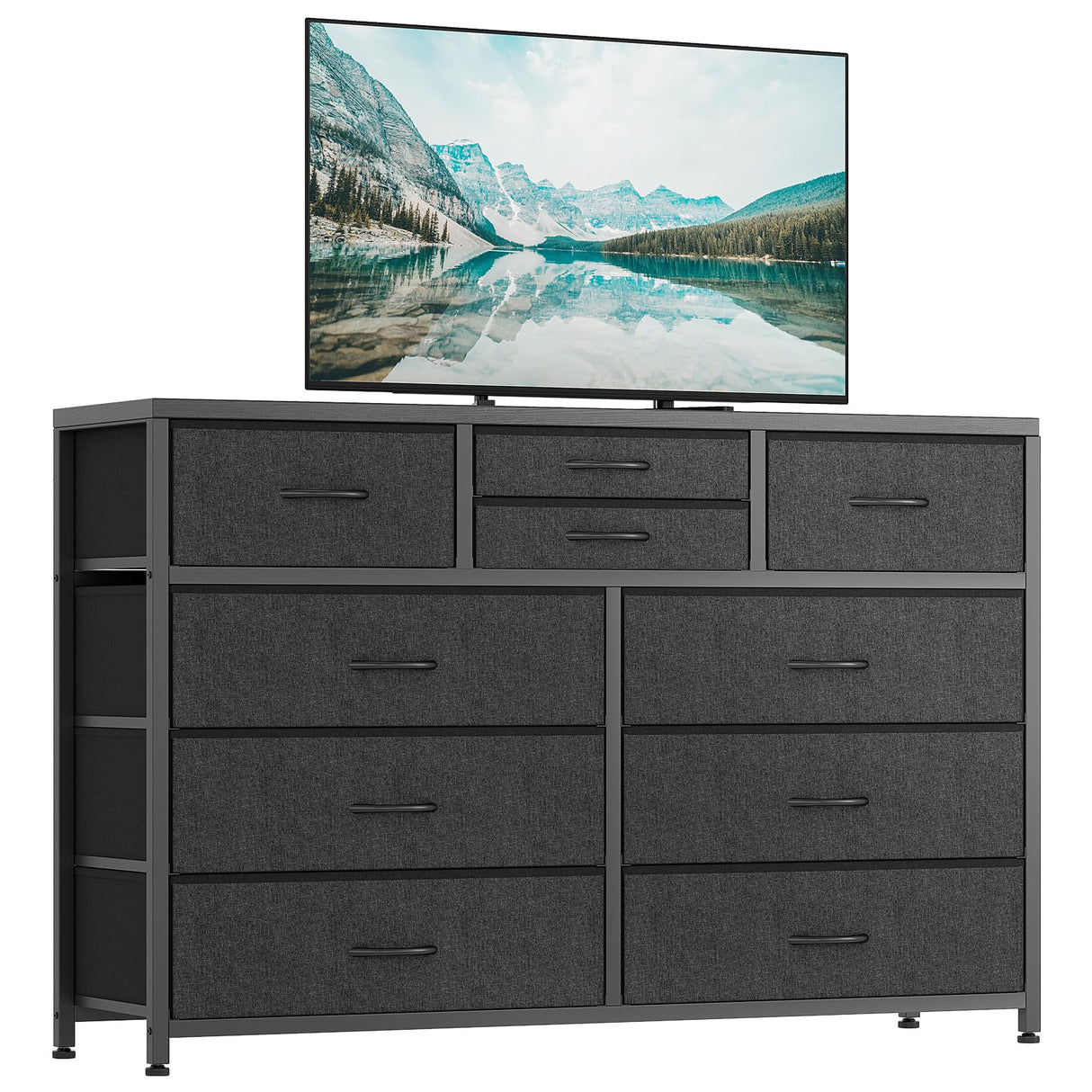 Dresser for Bedroom TV Stand for 55” TV, Entertainment Center with 10 Drawers