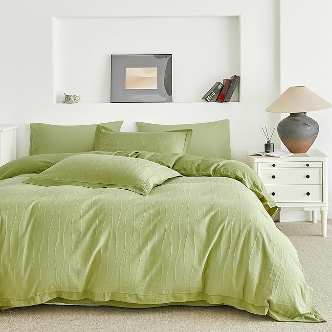 Jacquard Plaid Duvet Cover Queen 100% Cotton Cream Jacquard Duvet Cover 3 Pcs Set